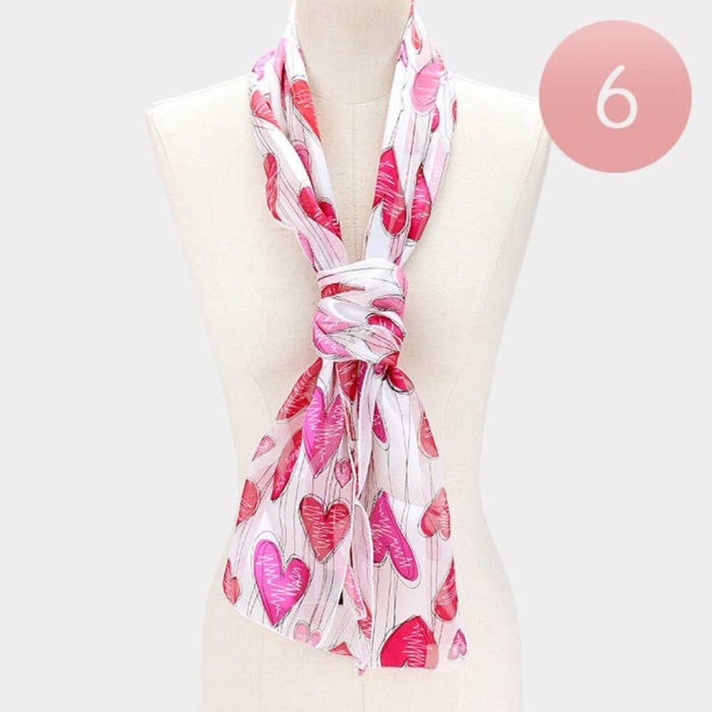 NWT Silk Feel Striped Heart Pattern Scarf